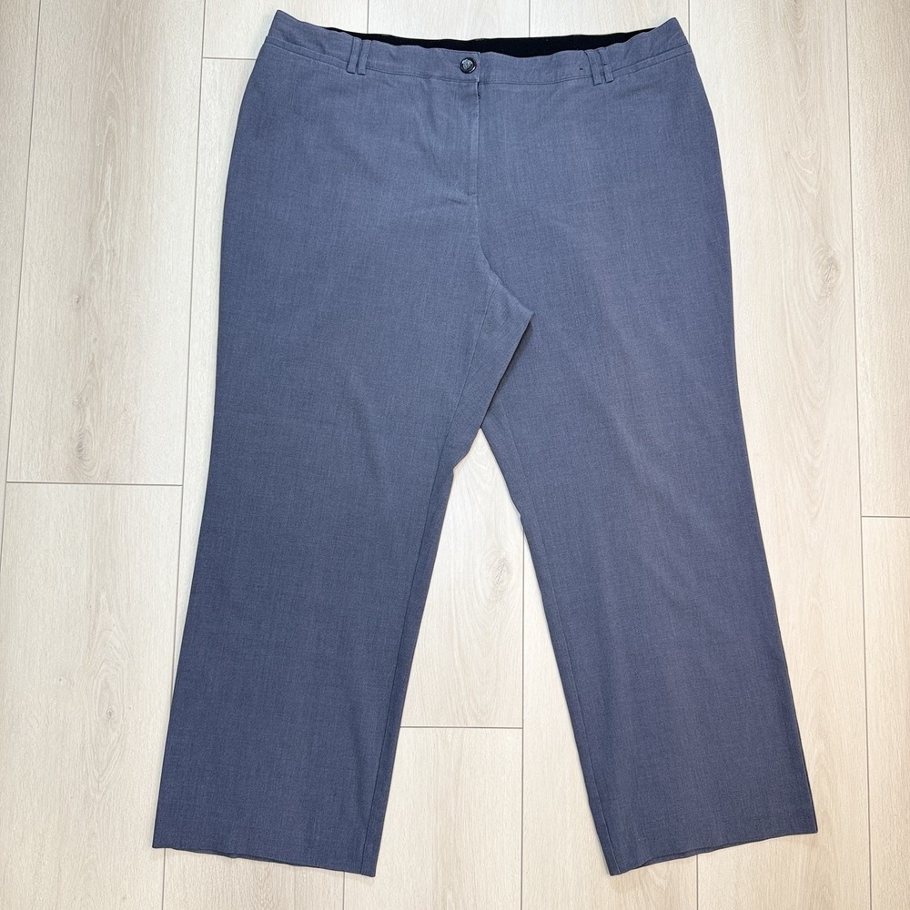 Avenue Womens 24 Tall Gray Pull On Dress Pants Stretch Straight Leg Career